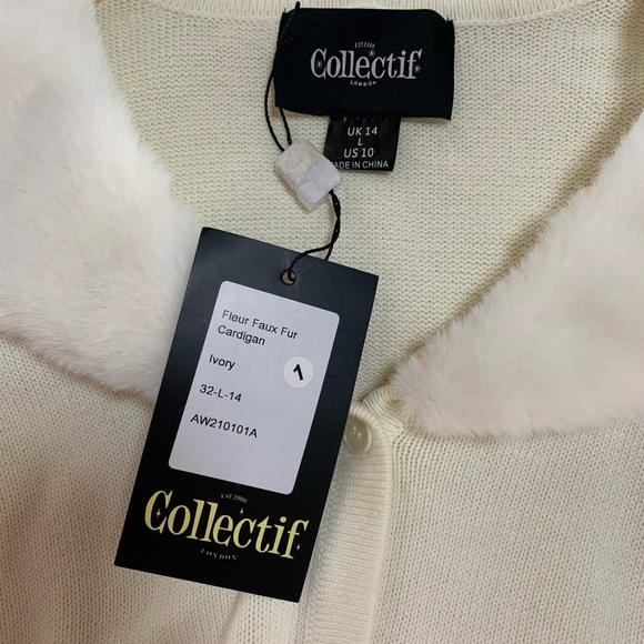 Collectif Snow Princess Faux Fur Cardigan - Picture 3 of 4